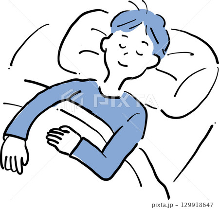 ぐっすり眠る男性のイラスト 129918647