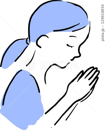 祈る女性のイラスト 129918650