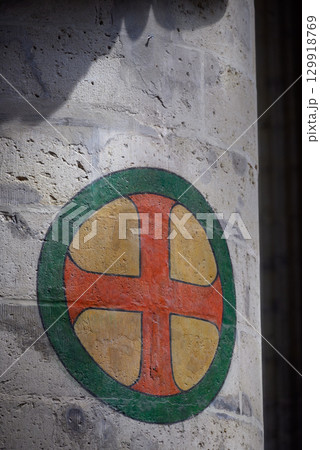 Interior detail in the Roman Catholic Cathedral of St. Michael and St. Gudula in central Brussels, Belgium 129918769