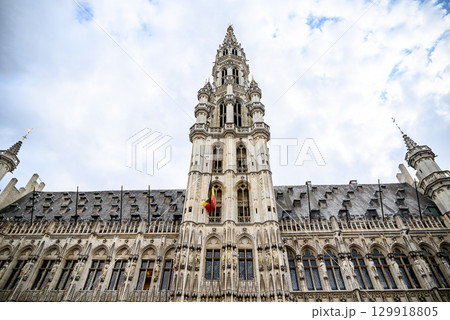 Town Hall of the City of Brussels on the Grand-Place Grote Markt central square of Brussels, Belgium 129918805