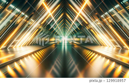 Immersive light tunnel with perspective refraction, motion dynamics 129918957