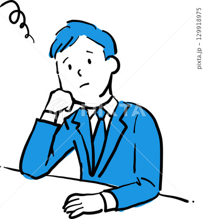悩むビジネスマンのイラスト 129918975