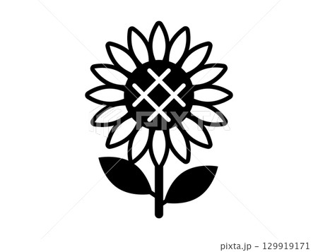 ひまわりのアイコン　モノトーン 129919171