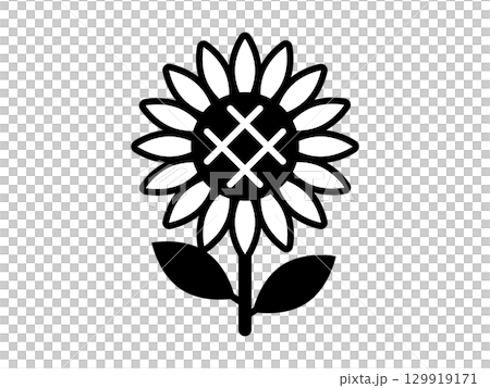 ひまわりのアイコン　モノトーン 129919171