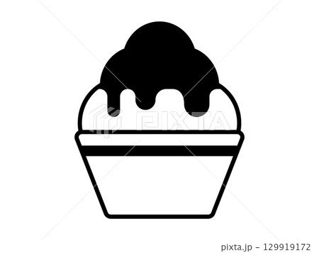 かき氷のアイコン　モノトーン 129919172