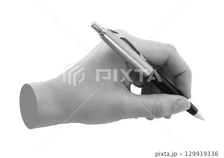 Hands with business pen isolated on transparent background. Contemporary art design Hands with business pen isolated on transparent background. Contemporary art design 129919336