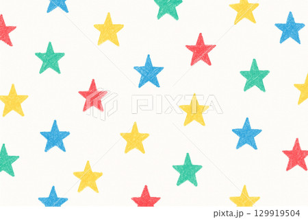 クレヨン手描きの星のシームレスパターン背景 129919504