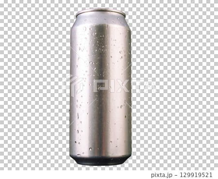 water drops on aluminium can on a dark background 129919521