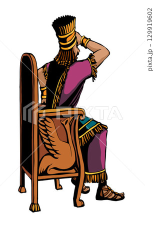 Vector drawing. The king looks at the youths in the oven Vector drawing. The king looks at the youths in the oven 129919602