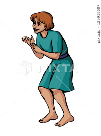 Vector drawing. Young girl playing 129919607