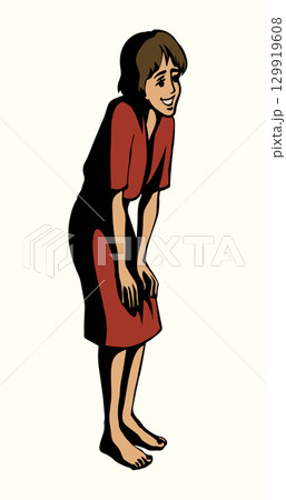 Vector drawing. Young girl playing 129919608