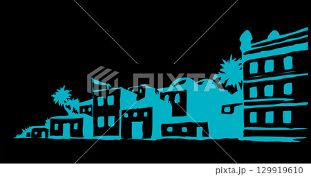 Ancient Arabic city. Vector drawing 129919610