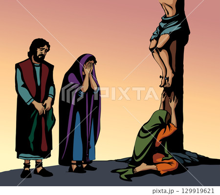 Vector drawing. Jesus on the cross Vector drawing. Jesus on the cross 129919621