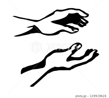 Young human hands. Vector drawing 129919628