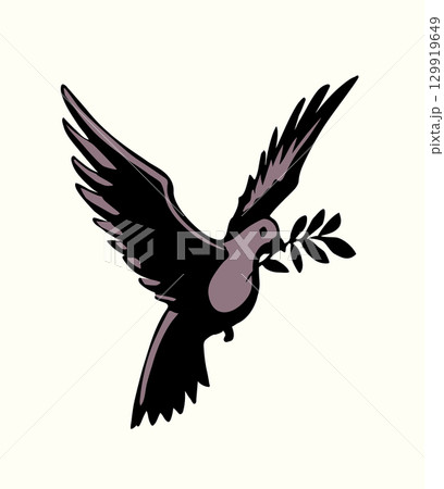 Vector drawing. Cute flying dove 129919649