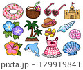 夏のトロピカルドット絵 129919841