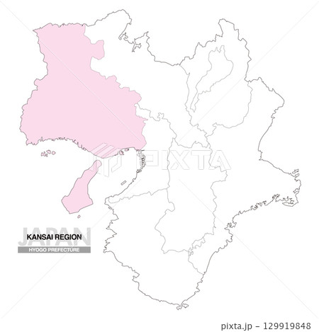 日本地図 関西地方 兵庫県 県境有り 01 日本地図 関西地方 兵庫県 県境有り 01 129919848