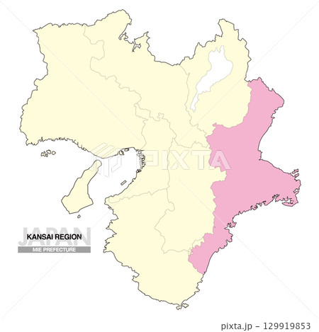 日本地図 関西地方 三重県 県境有り 02 日本地図 関西地方 三重県 県境有り 02 129919853