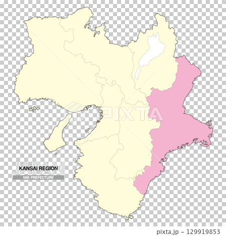 日本地図 関西地方 三重県 県境有り 02 日本地図 関西地方 三重県 県境有り 02 129919853