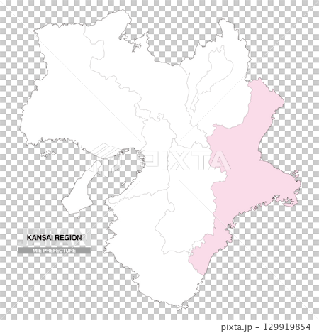 日本地図 関西地方 三重県 県境有り 01 日本地図 関西地方 三重県 県境有り 01 129919854