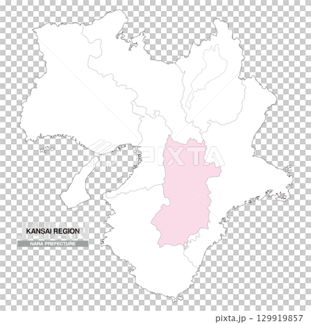 日本地図 関西地方 奈良県 県境有り 01 129919857