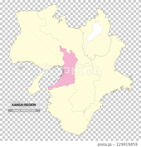 日本關西地區大阪府地圖（含縣界 02） 129919859