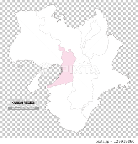 日本關西地區大阪府地圖（含縣界 01） 129919860