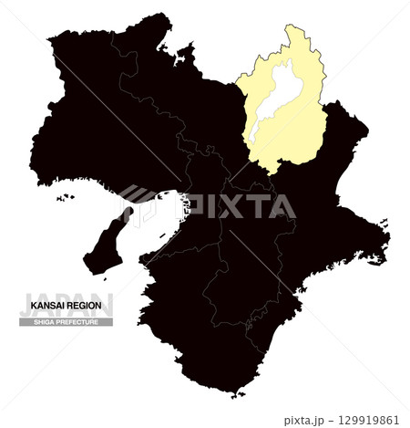 日本地図 関西地方 滋賀県 県境有り 03 129919861