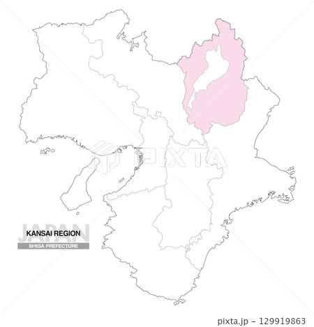 日本地図 関西地方 滋賀県 県境有り 01 129919863