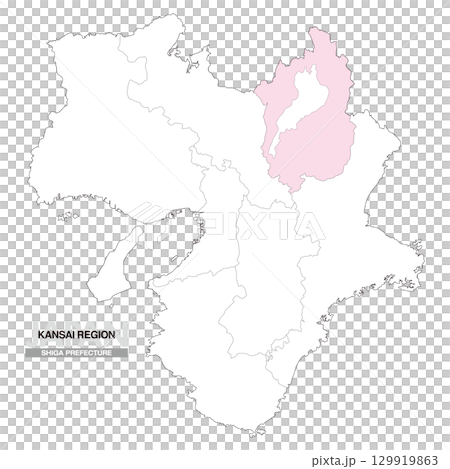 日本地図 関西地方 滋賀県 県境有り 01 129919863