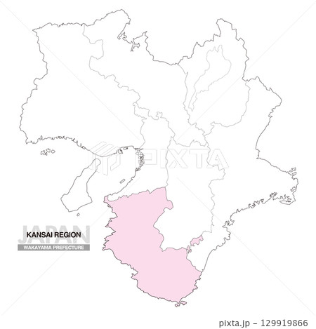 日本地図 関西地方 和歌山県 県境有り 01 日本地図 関西地方 和歌山県 県境有り 01 129919866