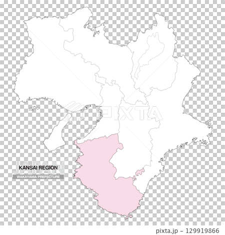 日本地図 関西地方 和歌山県 県境有り 01 日本地図 関西地方 和歌山県 県境有り 01 129919866