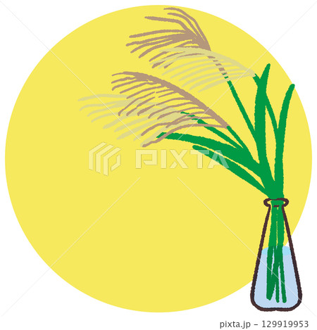 月とススキのフレーム 129919953