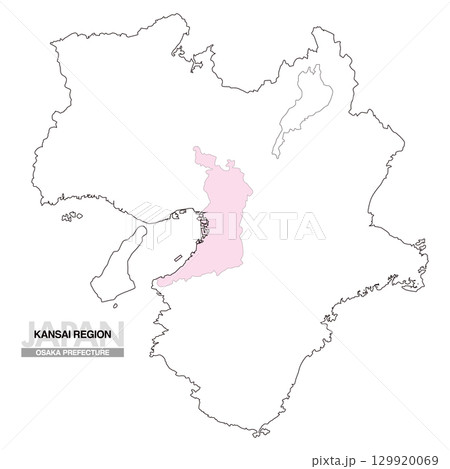 日本地図 関西地方 大阪府 県境無し 01 129920069