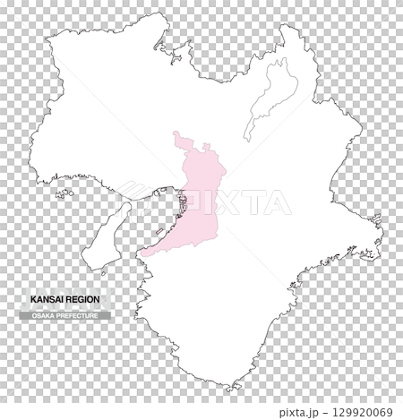 日本地図 関西地方 大阪府 県境無し 01 129920069
