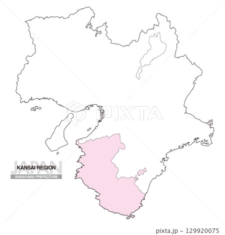 日本地図 関西地方 和歌山県 県境無し 01 129920075