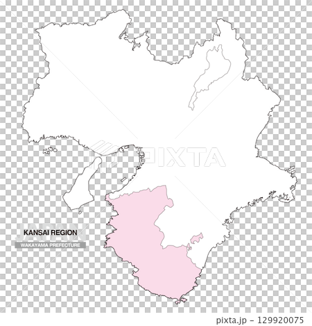Map of Japan Kansai Region Wakayama Prefecture No Prefectural Borders 01 129920075
