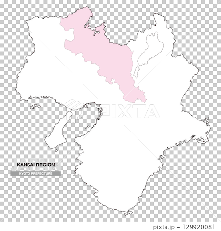 日本地図 関西地方 京都府 県境無し 01 129920081