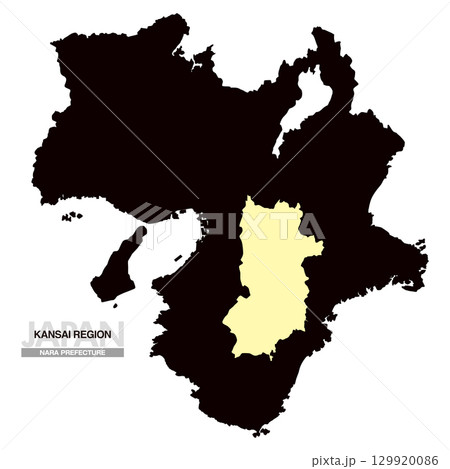 日本地図 関西地方 奈良県 県境無し 03 129920086
