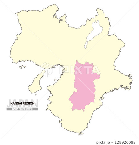 日本地図 関西地方 奈良県 県境無し 02 129920088