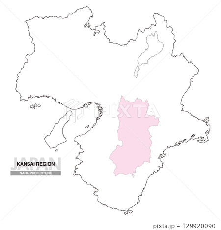 日本地図 関西地方 奈良県 県境無し 01 129920090