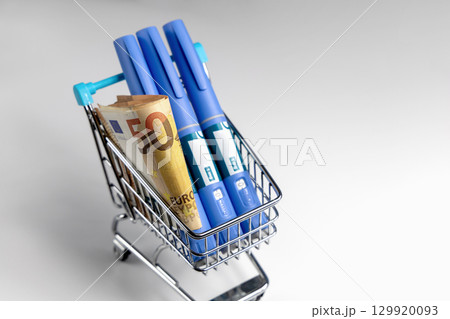 Ozempic weight loss diabetes medicine shopping cart with euro 129920093