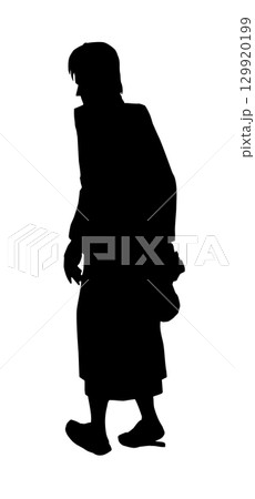 Vector drawing. Man with a bag 129920199
