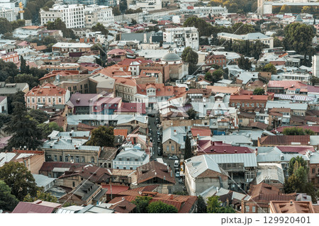 Old Town Tbilisi Aerial View. Tourism Background 129920401