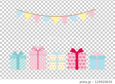 帶有生日禮物插圖的生日卡 帶有生日禮物插圖的生日卡 129920630