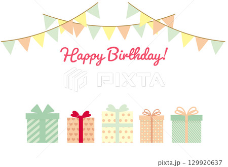 誕生日プレゼントのイラストの誕生日カード 誕生日プレゼントのイラストの誕生日カード 129920637