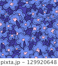 Night flowers drawn with a line in a seamless vector pattern. Design for decoration, wall decor, wallpaper, cover, banner, poster, card. 129920648