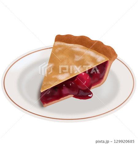 お皿にのせたチェリーパイ 129920685
