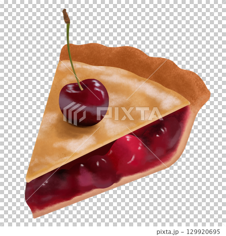 櫻桃派,上面放有櫻桃 櫻桃派,上面放有櫻桃 129920695