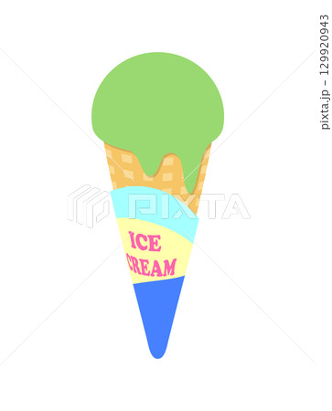 アイスクリーム 抹茶 コーン アイス イラスト アイスクリーム 抹茶 コーン アイス イラスト 129920943